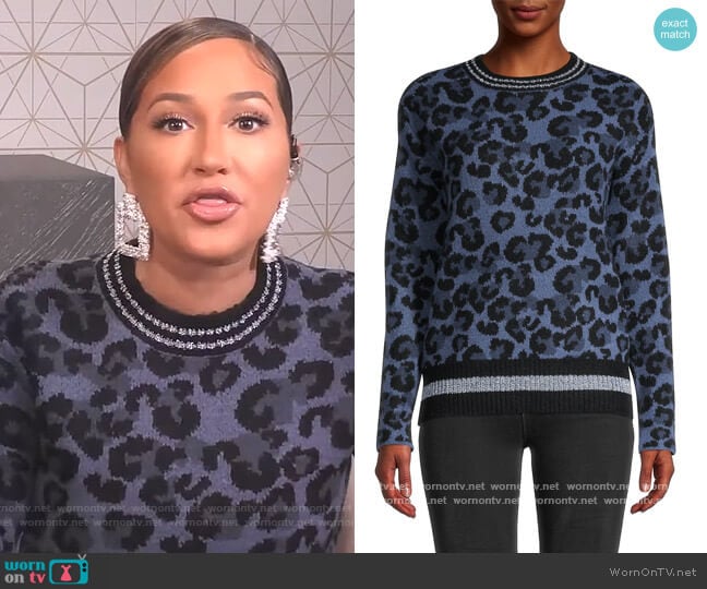 Leopard-Print Sweater Central Park West worn by Adrienne Houghton on The Real