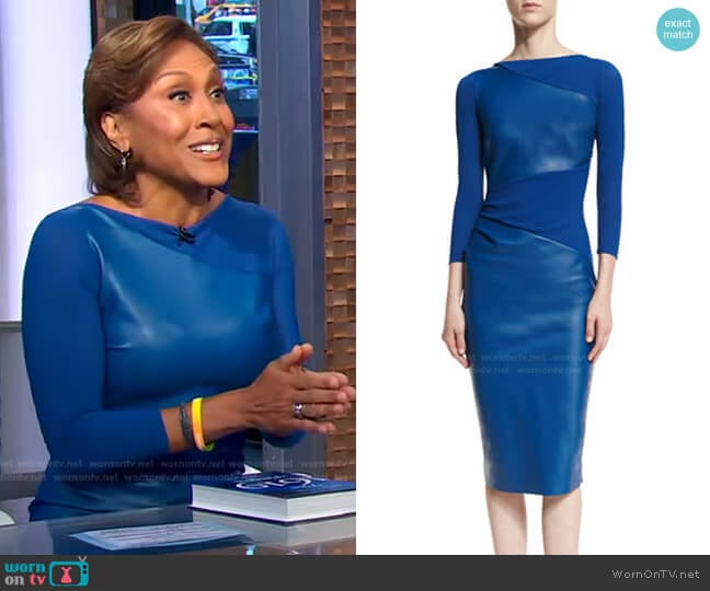 WornOnTV: Robin’s blue leather front dress on Good Morning America ...