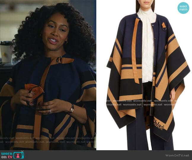 Virgin Wool Blanket Cape by Chloe worn by Lola Carmichael (Simone Missick) on All Rise