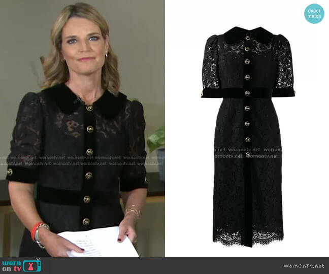 Collared Lace Midi Dress by Dolce & Gabbana worn by Savannah Guthrie on Today
