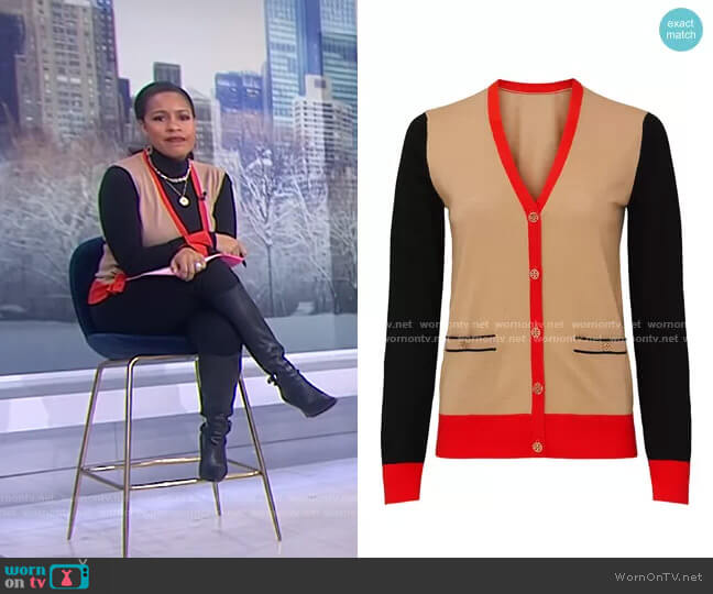 WornOnTV: Sheinelle's beige colorblock cardigan on Today | Sheinelle Jones  | Clothes and Wardrobe from TV