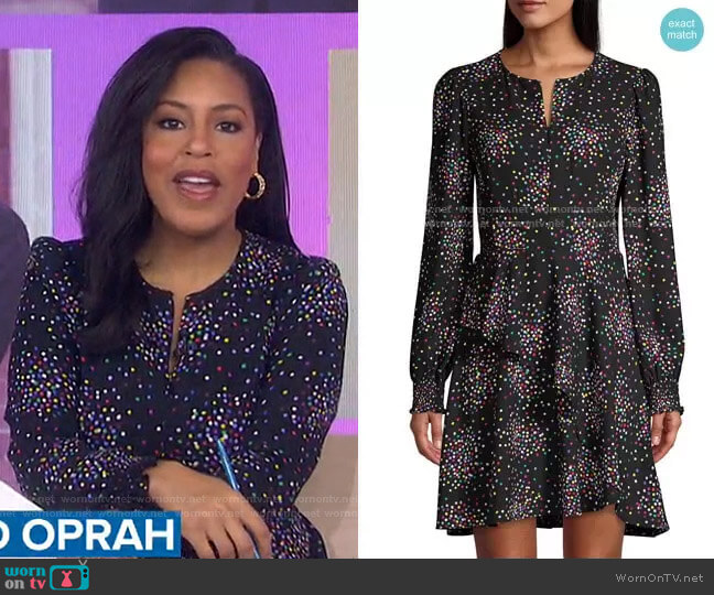 Confetti Cheer Fit & Flare Dress by Kate Spade worn by Sheinelle Jones on Today