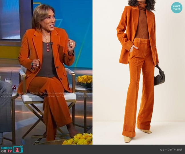 Corduroy Single-Breasted Blazer by Victoria Beckham worn by Robin Roberts on Good Morning America