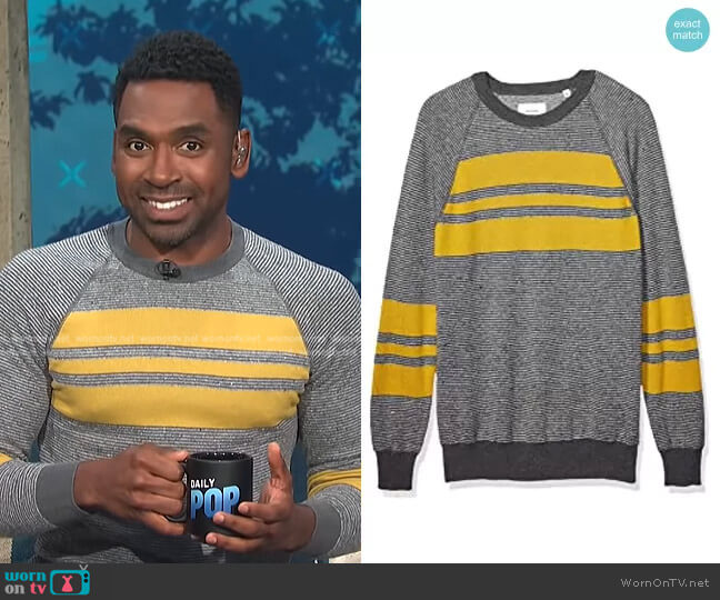 Cotton Silk Long Sleeve Crew Neck Sweater by Billy Reid worn by Justin Sylvester on E! News