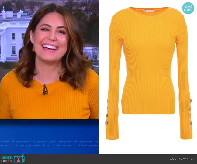 Ribbed cotton-blend sweater by Cotton by Autumn Cashmere worn by Cecilia Vega on The View