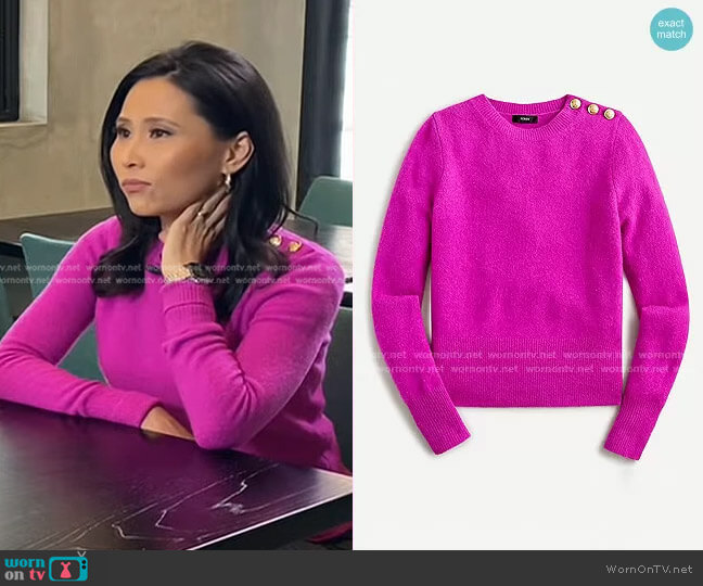 Crewneck sweater with Shoulder Buttons by J. Crew worn by Vicky Nguyen on Today