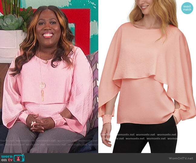 Long-Sleeve Cape Top by DKNY worn by Sheryl Underwood on The Talk