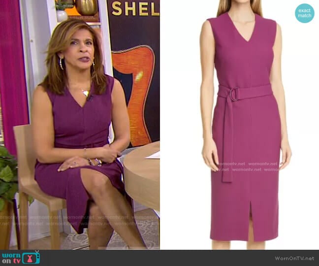 Dadorina Belted Front Slit Sheath Dress by Boss worn by Hoda Kotb on Today