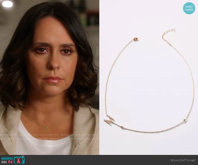 Delicate Monogram Necklace by Anthropologie worn by Maddie Kendall (Jennifer Love Hewitt) on 9-1-1