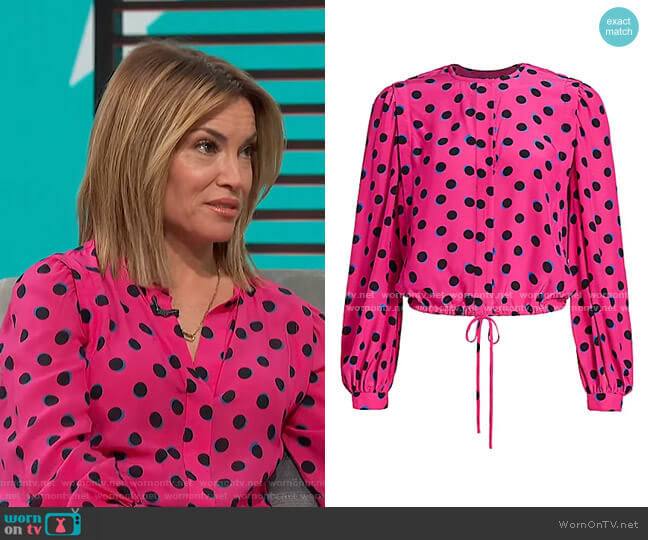 Olina Cropped Polka Dot Blouse by Derek Lam 10 Crosby worn by Kit Hoover on Access Hollywood