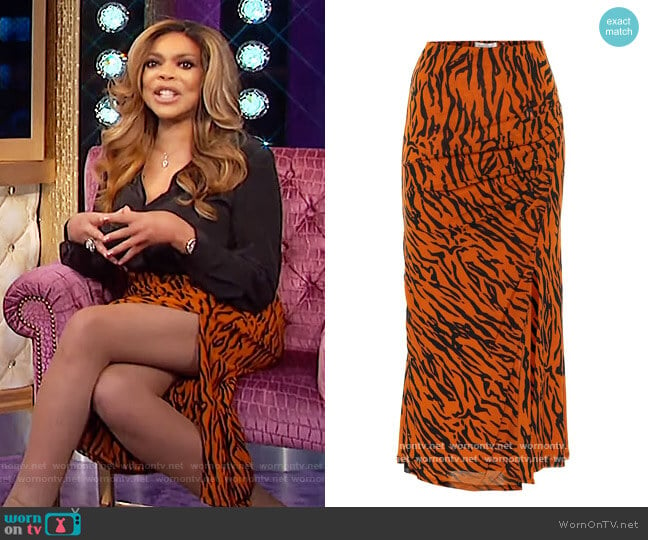 Edna Tiger Print Midi Skirt by Diane von Furstenberg worn by Wendy Williams on The Wendy Williams Show