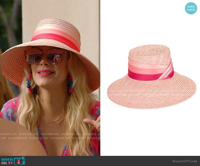 Annabelle Satin Ribbon Straw Sun Hat by Eugenia Kim worn by Kameron Westcott on The Real Housewives of Dallas