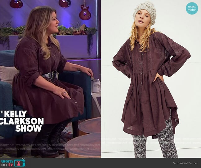 Victorian Buttondown by Free People worn by Kelly Clarkson on The Kelly Clarkson Show