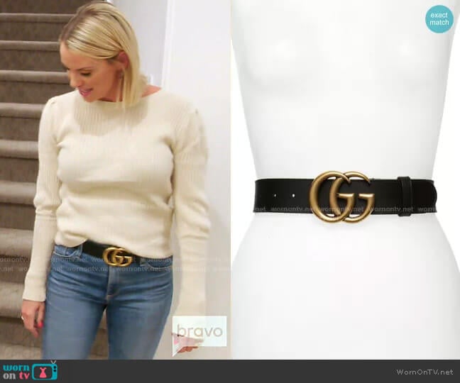 GG Logo Leather Belt by Gucci worn by Whitney Rose on The Real Housewives of Salt Lake City