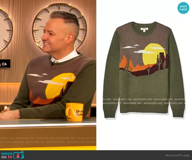 Soft Cotton Crewneck Sweater by Goodthreads worn by Ross Mathews on The Drew Barrymore Show