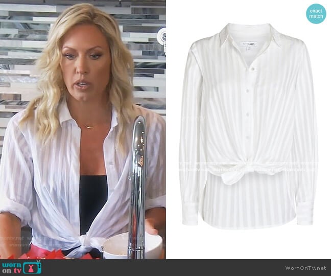 Gretchen Striped Button-Down Shirt by Intermix worn by Braunwyn Windham-Burke on The Real Housewives of Orange County