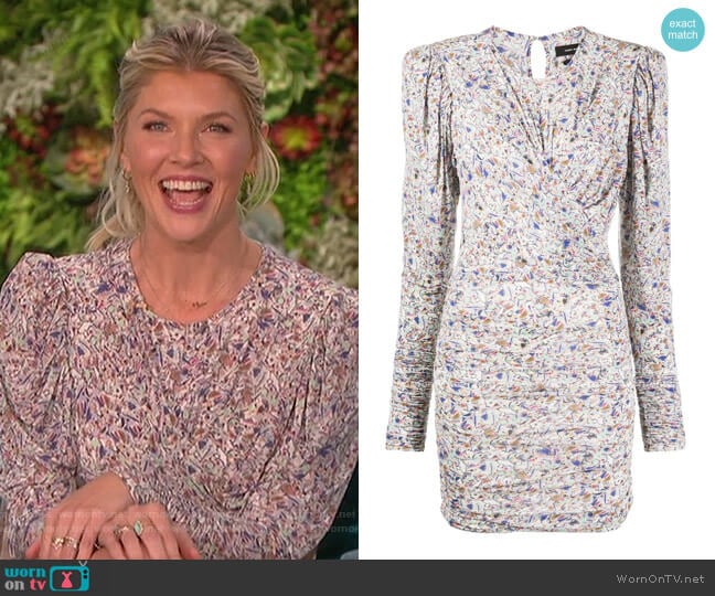 Abstract-print Ruched Dress by Isabel Marant worn by Amanda Kloots on The Talk