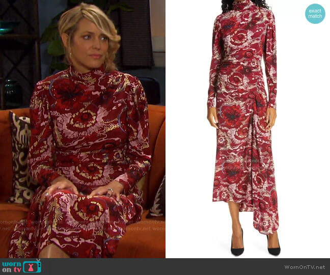 Isabella Floral Asymmetrical Maxi Dress by A.L.C. worn by Nicole Walker (Arianne Zucker) on Days of our Lives