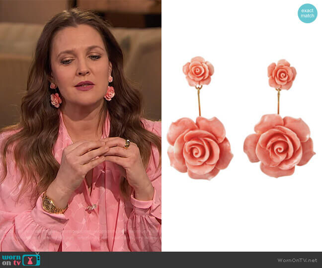 Johanna Earring by Jennifer Behr worn by Drew Barrymore on The Drew Barrymore Show