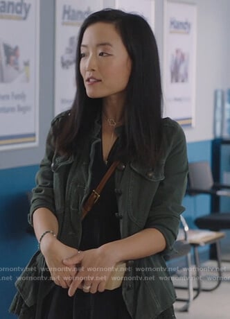 Janet's lace trim jacket on Kims Convenience