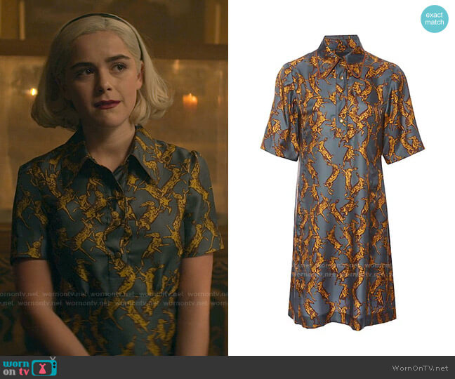 Ruby A-Line Shirt Dress by Land of Distraction worn by Sabrina Spellman (Kiernan Shipka) on Chilling Adventures of Sabrina