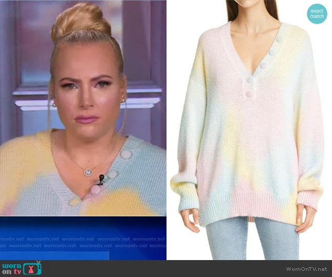 Naveen button-detailed tie-dyed alpaca-blend sweater by Love Shack Fancy worn by Meghan McCain on The View