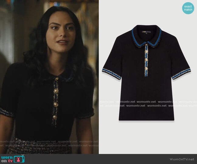 Knitted Polo Sweater by Maje worn by Veronica Lodge (Camila Mendes) on Riverdale