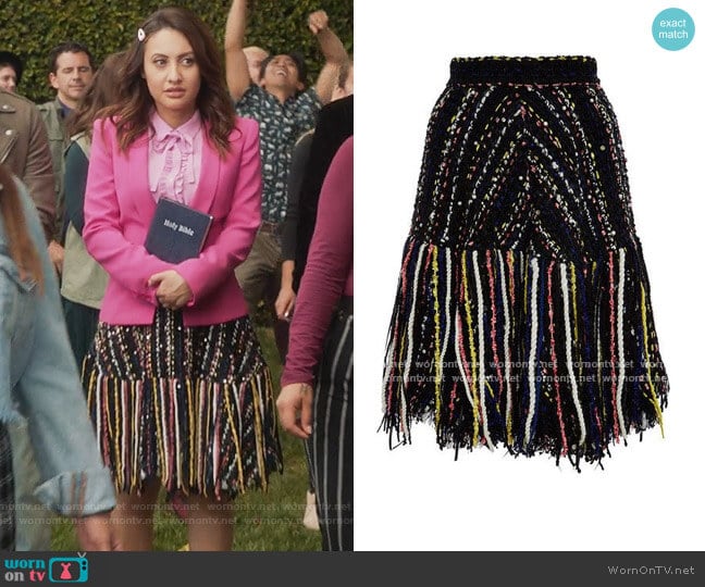 Tweed Fringe Skirt by MSGM worn by Ana Torres (Francia Raisa) on Grown-ish