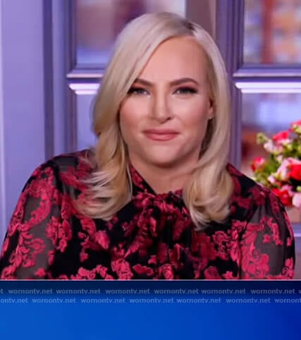 Meghan's sheer floral tie neck blouse on The View