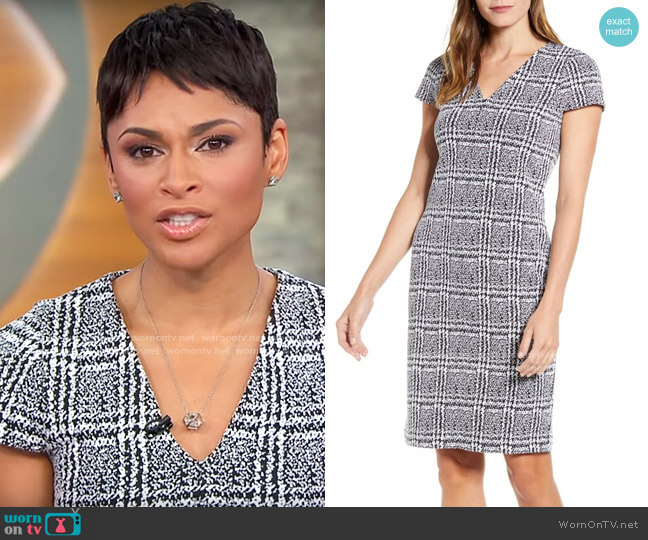 Wornontv Jericka Duncan’s Plaid V Neck Dress On Cbs This