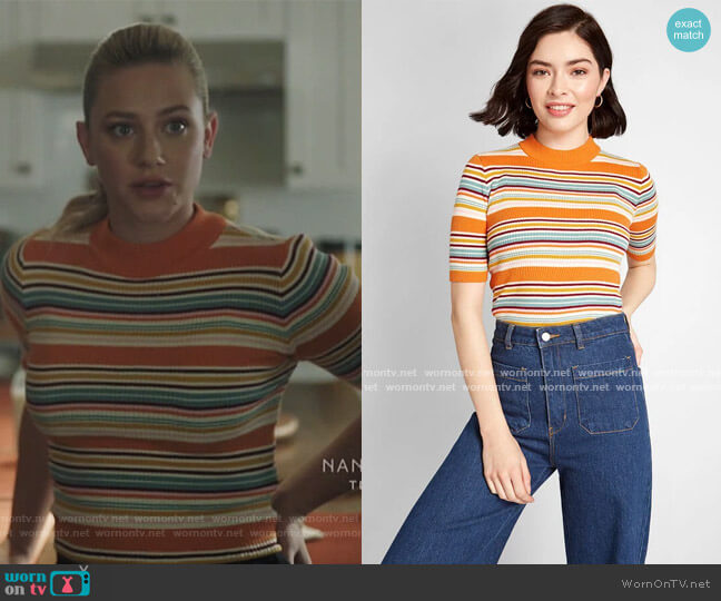 Truly Groovy Pullover Sweater by Mod Cloth worn by Betty Cooper (Lili Reinhart) on Riverdale