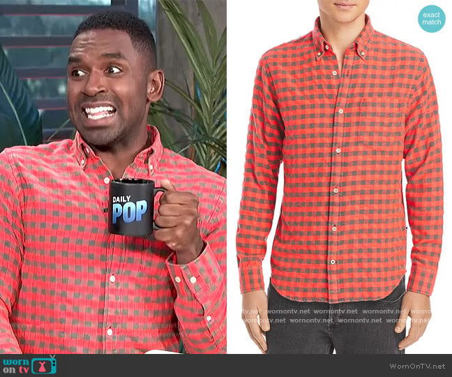 Levon Checked Flannel Button Down Shirt by NN07 worn by Justin Sylvester on E! News