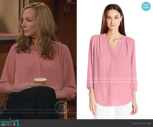 3/4 Sleeve Pintuck Blouse by NYDJ worn by Bonnie Plunkett (Allison Janney) on Mom