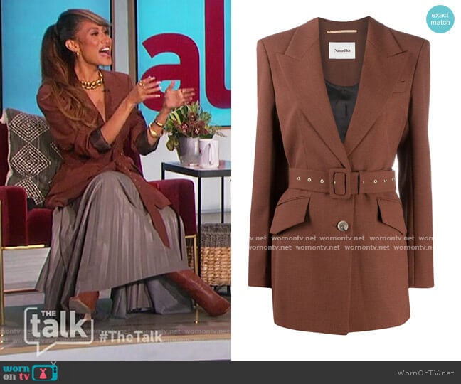 Honor Houndstooth Blazer by Nanushka worn by Elaine Welteroth on The Talk