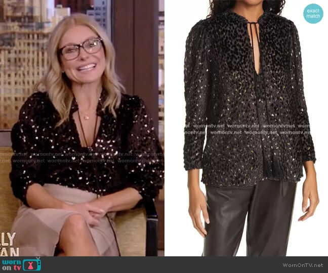 Ophelia Top by A.L.C. worn by Kelly Ripa on Live with Kelly and Mark