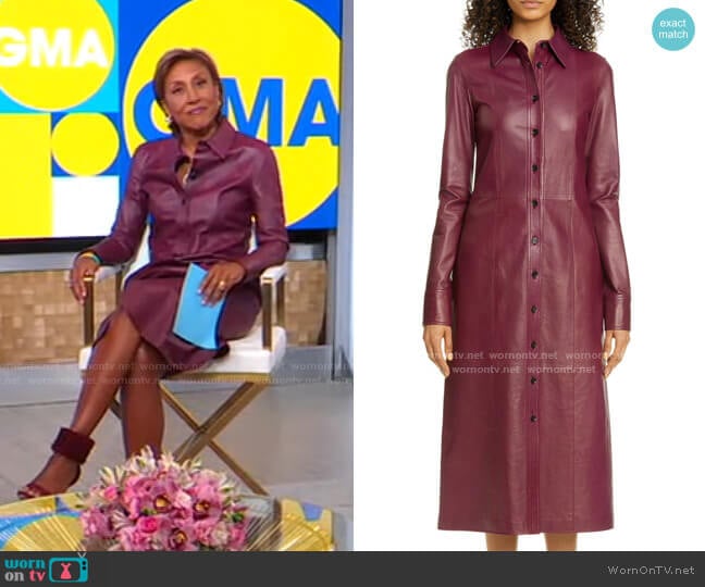 Leather Long Sleeve Midi Dress by Proenza Schouler worn by Robin Roberts on Good Morning America