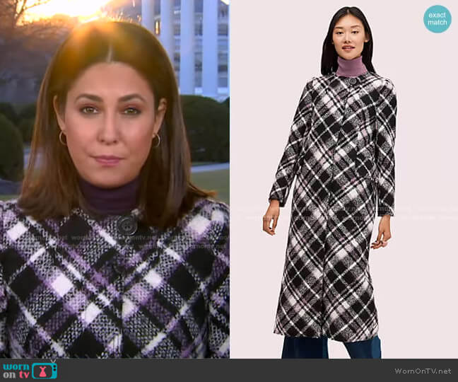 Plaid Boucle Coat by Kate Spade worn by Cecilia Vega on Good Morning America