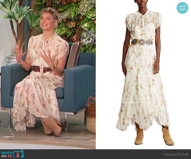 Astr Georgette Midi Dress by Ralph Lauren worn by Amanda Kloots on The Talk