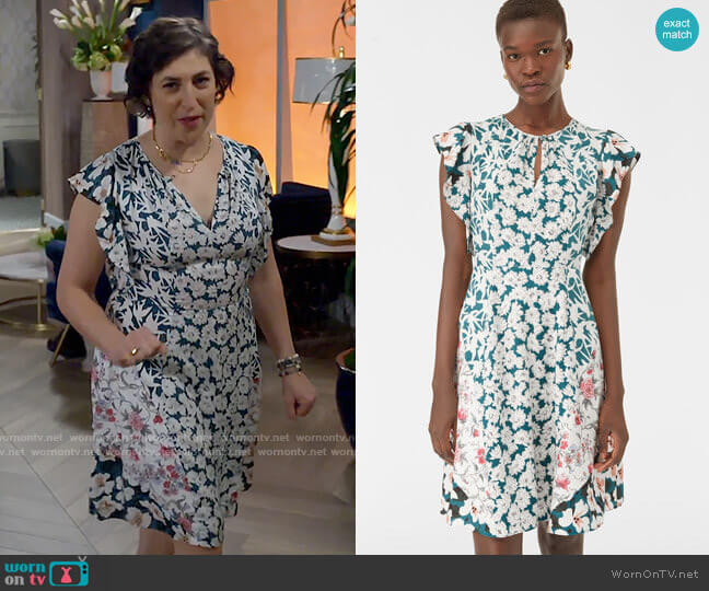 Rebecca Taylor Serene Fleur Print Mix Dress worn by Kat Silver (Mayim Bialik) on Call Me Kat