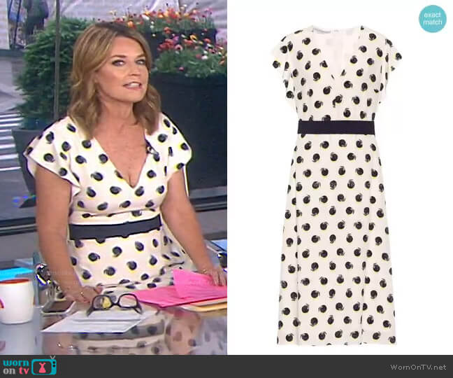 Reese Printed Cilk crepe de chine Midi Dress by Stella McCartney worn by Savannah Guthrie on Today