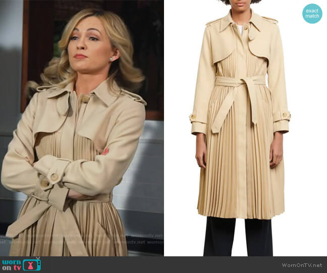 Pleated Trench Coat by Sandro worn by Amy Quinn (Lindsey Gort) on All Rise