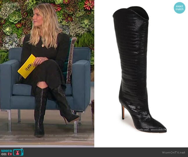 Maryana Pointed Toe Boot by Schutz worn by Amanda Kloots on The Talk