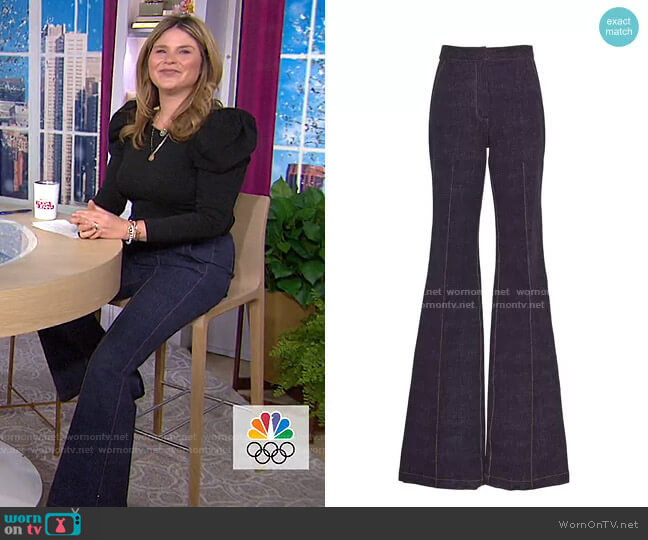 Stretch Denim Ruthie Pant by Pearl by Lela Rose worn by Jenna Bush Hager on Today