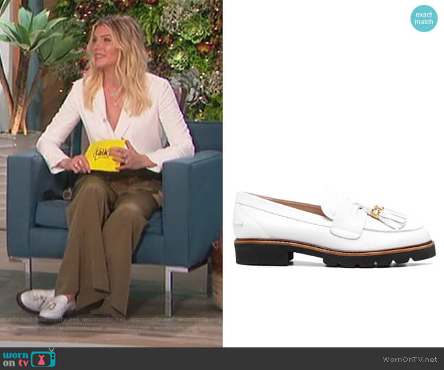 Signature tassel detail loafers by Stuart Weitzman worn by Amanda Kloots on The Talk