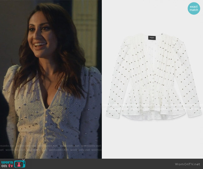 Fancywork Studded Blouse by The Kooples worn by Ana Torres (Francia Raisa) on Grown-ish