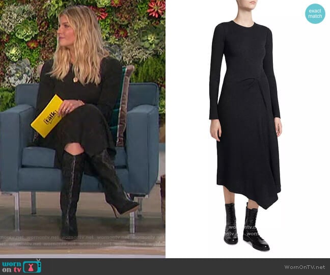 Midi Rib Tuck Sweater Rib Knit Dress by Theory worn by Amanda Kloots on The Talk