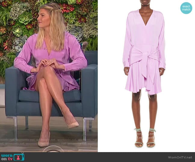 Silk Draped Faux-Wrap Dress by Tibi worn by Amanda Kloots on The Talk