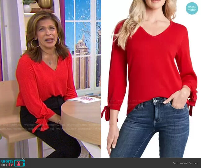 Tie Sleeve Cotton Blend Sweater by Cece worn by Hoda Kotb  on Today