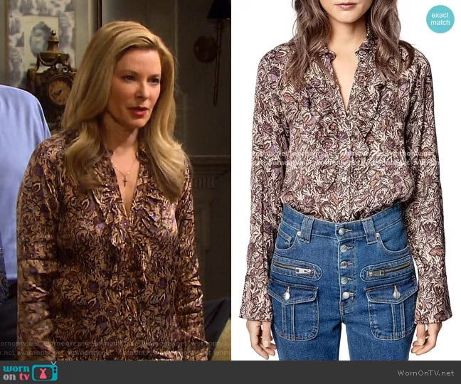 Tuska Blouse by Zadig & Voltaire worn by Jennifer Horton (Cady McClain) on Days of our Lives