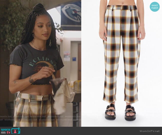 Dalton Pleated Mid-Rise Trouser Pant by Urban Outfitters worn by Olivia Baker (Samantha Logan) on All American